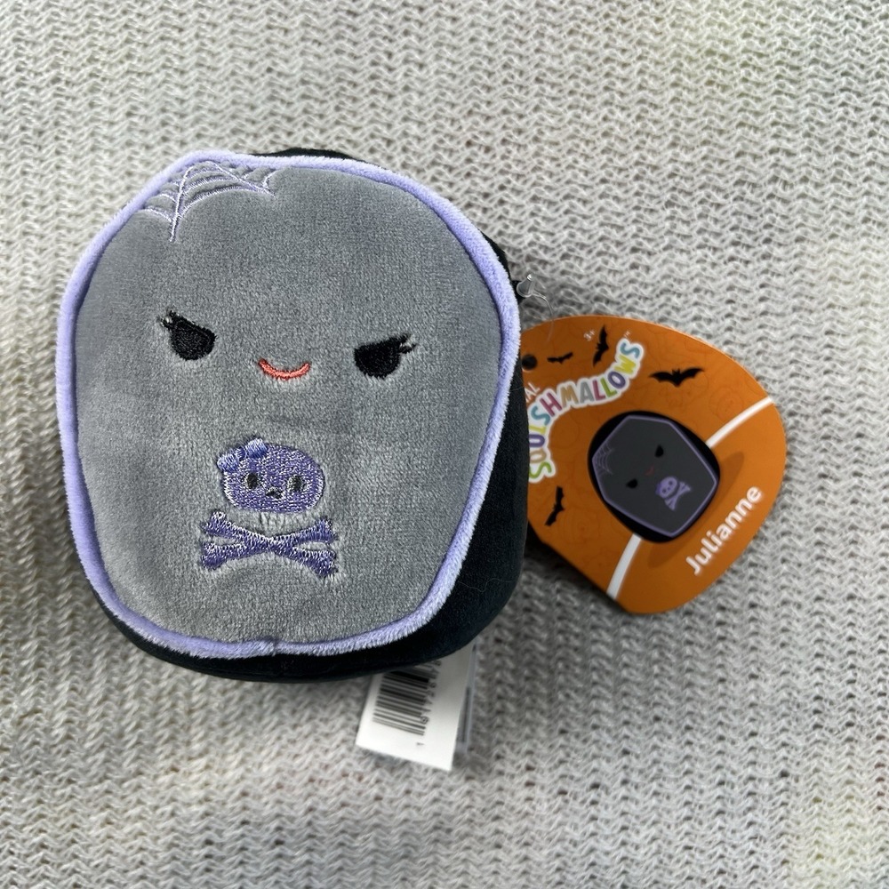 Squishmallows Julianne Coffin 5" Black Grey Purple Halloween Plushie Goth Emo